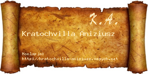 Kratochvilla Aniziusz névjegykártya